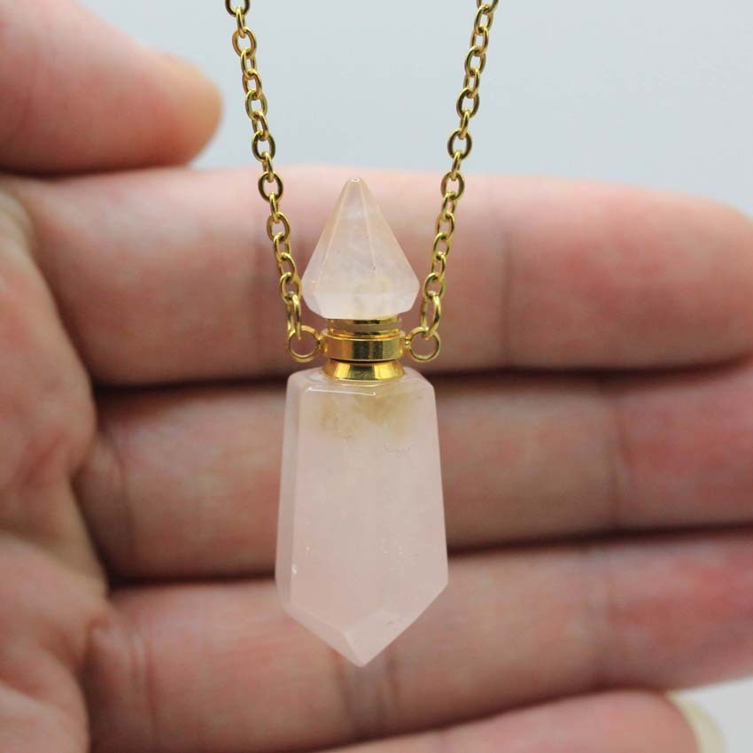 Elegant Crystal Aromatherapy Necklace Pendant – Gemstone Perfume Bottle in 6 Colors