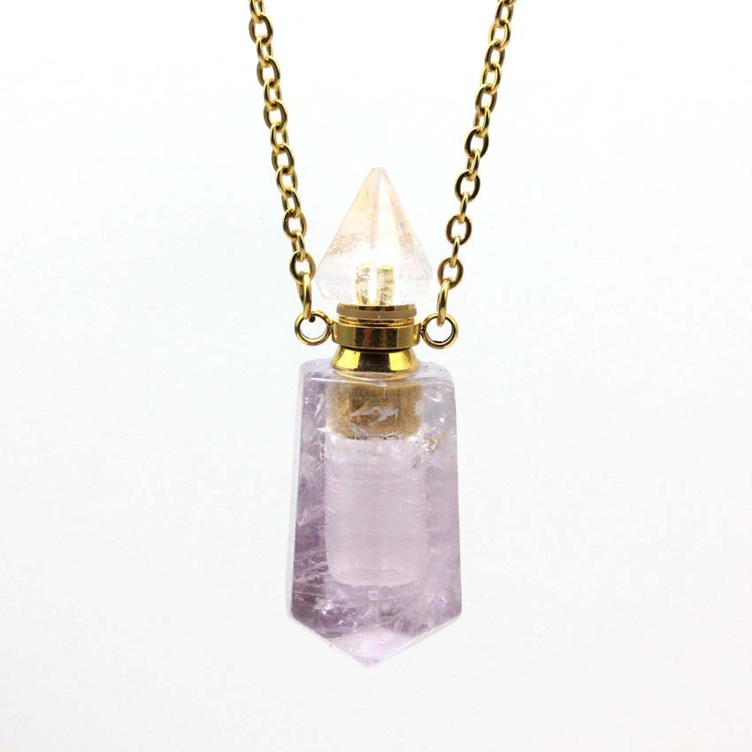 Elegant Crystal Aromatherapy Necklace Pendant – Gemstone Perfume Bottle in 6 Colors