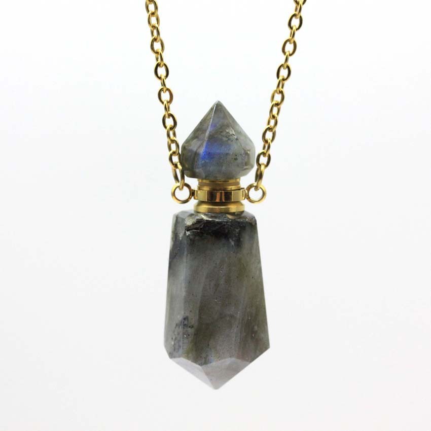 Elegant Crystal Aromatherapy Necklace Pendant – Gemstone Perfume Bottle in 6 Colors