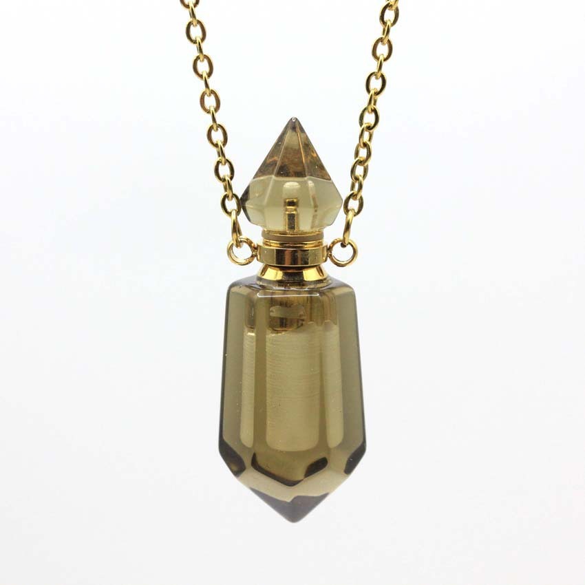 Elegant Crystal Aromatherapy Necklace Pendant – Gemstone Perfume Bottle in 6 Colors